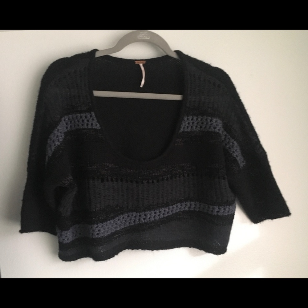 Free people cropped metallic sweater, size xsmall